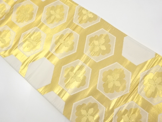 JAPANESE KIMONO / ANTIQUE FUKURO OBI / SILK / WOVEN RHOMBUS FLOWER